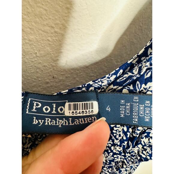 POLO RALPH LAUREN Blue Floral Print Slip Style Sleeveless A-Line Dress Size 4 - Picture 15 of 16